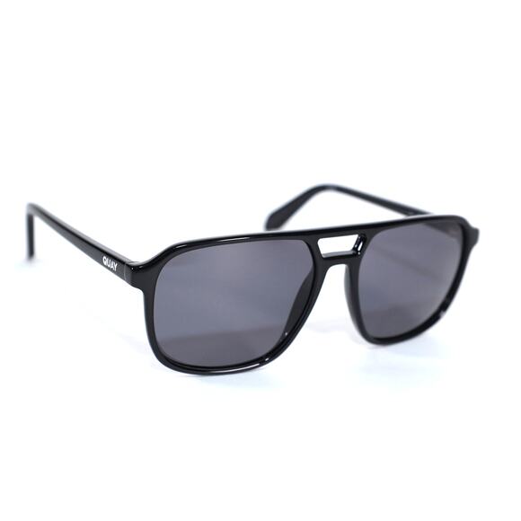 Quay Australia ON THE FLY Polarized Aviator Sunglasses - Black / Smoke - NWT - Picture 5 of 10
